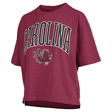 Women's Pressbox Garnet South Carolina Gamecocks Nelson Arch Over Logo Waist Length Oversized Slub T-Shirt