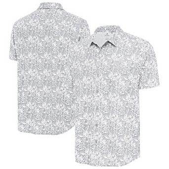 Men's Antigua Gray Miami Marlins Resort Button-Up Shirt