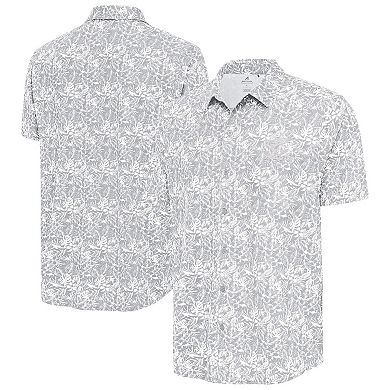 Men's Antigua Gray Miami Marlins Resort Button-Up Shirt