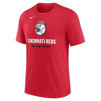 Men's Nike Heather Red Cincinnati Reds Logo Tri-Blend T-Shirt