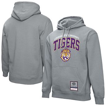 Men's Mitchell & Ness Heather Gray LSU Tigers Classic Arch Pullover Hoodie