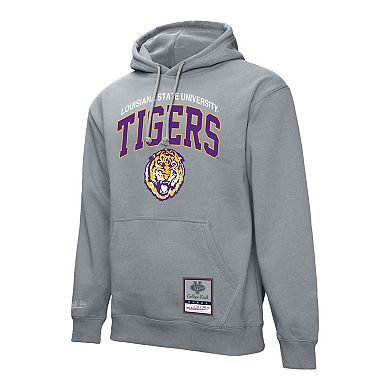 Men's Mitchell & Ness Heather Gray LSU Tigers Classic Arch Pullover Hoodie