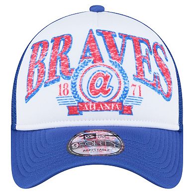 Men's New Era White/Royal Atlanta Braves Trucker A-Frame 9FORTY Adjustable Hat