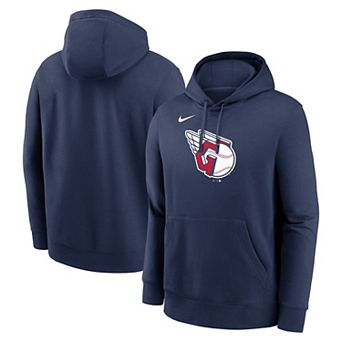Men's Nike Navy Cleveland Guardians Logo Club Fleece Pullover Hoodie