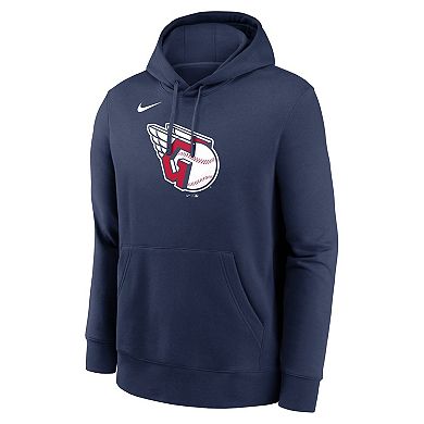 Men's Nike Navy Cleveland Guardians Logo Club Fleece Pullover Hoodie