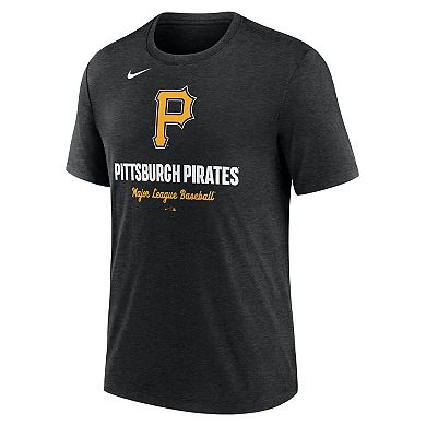 Men's Nike Heather Black Pittsburgh Pirates Logo Tri-Blend T-Shirt