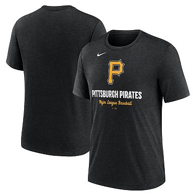 Men's Nike Heather Black Pittsburgh Pirates Logo Tri-Blend T-Shirt
