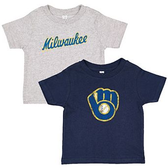 Toddler Soft as a Grape Navy/Gray Milwaukee Brewers Cooperstown Collection Two-Pack T-Shirt Set