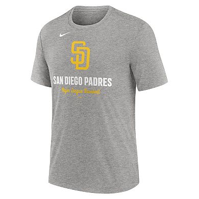 Men's Nike Heather Gray San Diego Padres Logo Tri-Blend T-Shirt