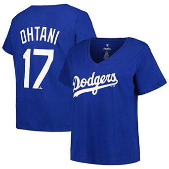 Women's Fanatics Shohei Ohtani Royal Los Angeles Dodgers Plus Size Name & Number T-Shirt
