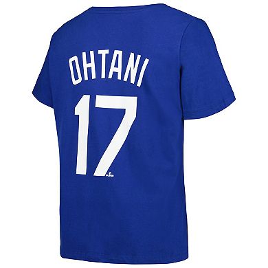 Women's Fanatics Shohei Ohtani Royal Los Angeles Dodgers Plus Size Name & Number T-Shirt