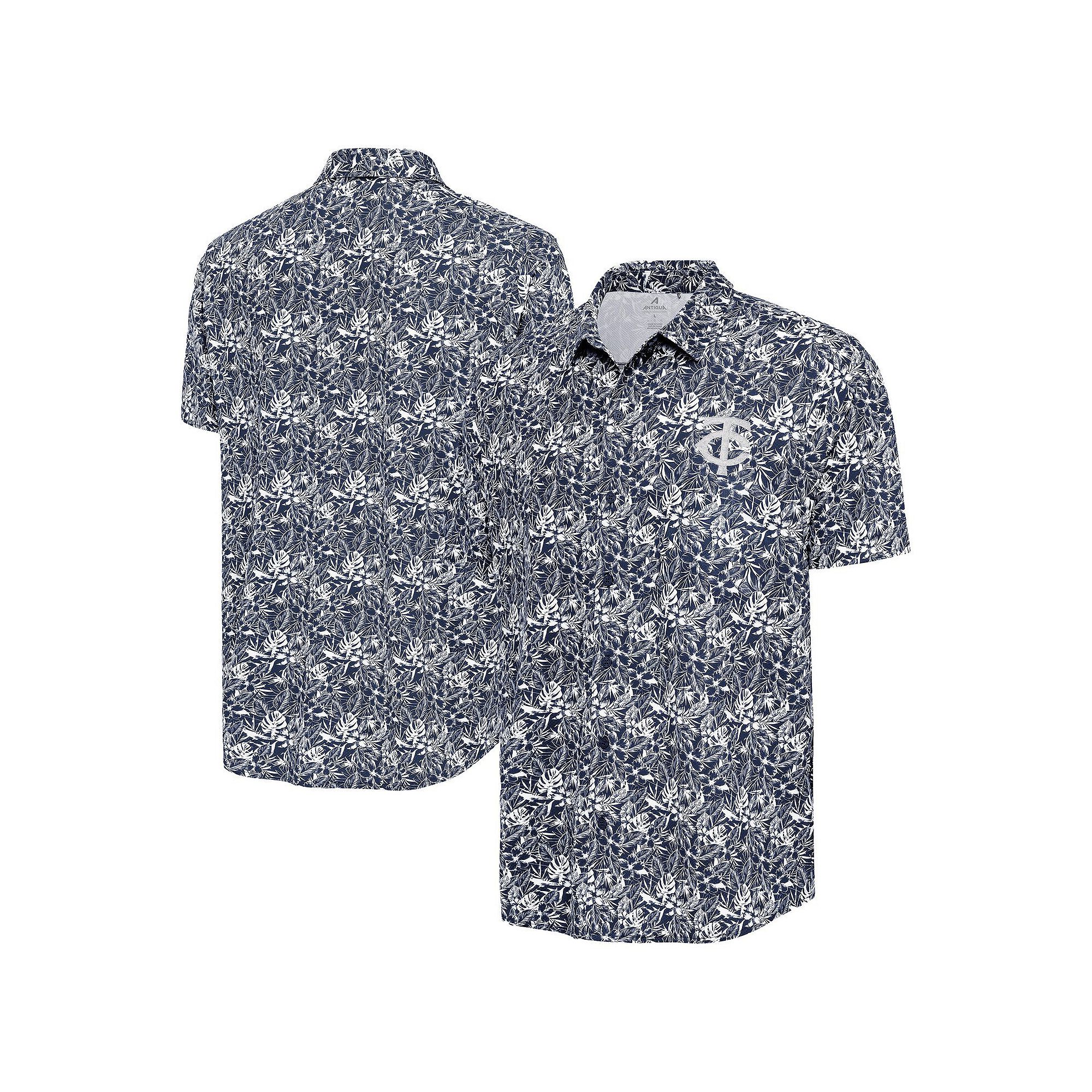 Mens Antigua Navy Minnesota Twins Resort Button-Up Shirt, Size: Large, Blu