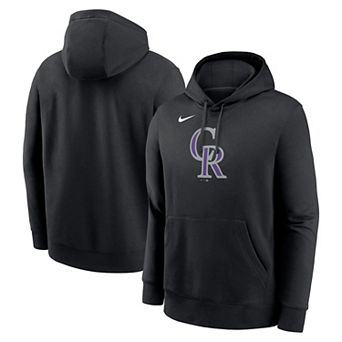 Men's Nike Black Colorado Rockies Logo Club Fleece Pullover Hoodie