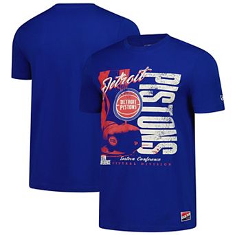 Men's New Era Blue Detroit Pistons Distressed Throwback Vintage Color Pack T-Shirt