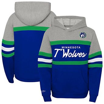 Youth Mitchell & Ness Blue/Heather Gray Minnesota Timberwolves Hardwood Classics Head Coach Pullover Hoodie