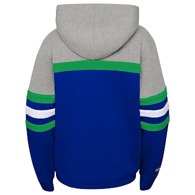 Youth Mitchell & Ness Blue/Heather Gray Minnesota Timberwolves Hardwood Classics Head Coach Pullover Hoodie