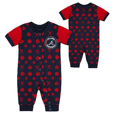 Newborn Navy Atlanta Braves Hard 90 Coveralls
