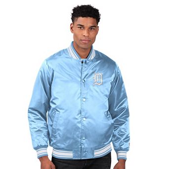 Men's Starter Light Blue Detroit Tigers Locker Room Satin Full-Snap Varsity Jacket