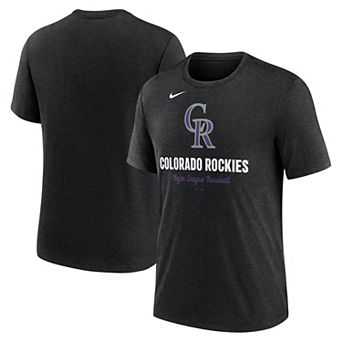 Men's Nike Heather Black Colorado Rockies Logo Tri-Blend T-Shirt