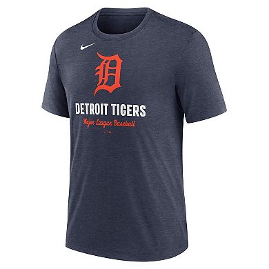 Men's Nike Heather Navy Detroit Tigers Logo Tri-Blend T-Shirt