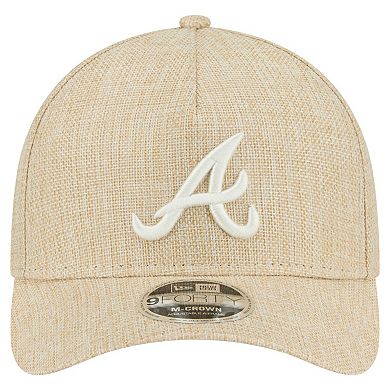 Men's New Era Beige Atlanta Braves Cotton Weave M-Crown A-Frame 9FORTY Adjustable Hat