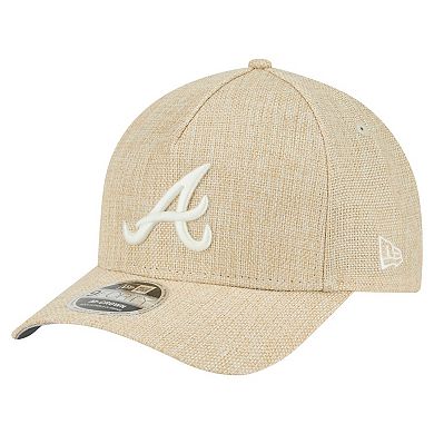 Men's New Era Beige Atlanta Braves Cotton Weave M-Crown A-Frame 9FORTY Adjustable Hat