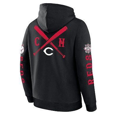 Men's Fanatics Black Cincinnati Reds Big City Legacy Fleece Pullover Hoodie