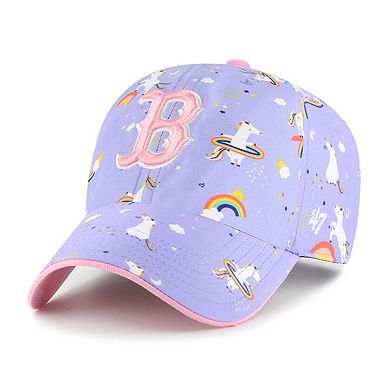 Girls Youth '47 Lavender Boston Red Sox Unicorn Clean Up Adjustable Hat