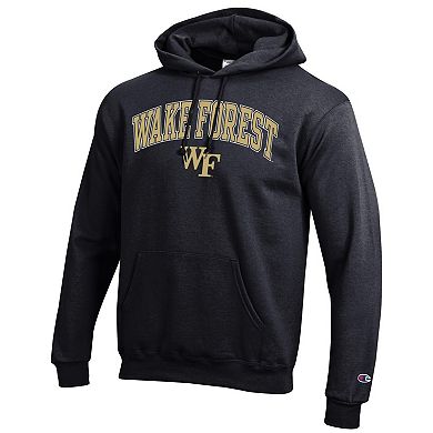 Men's Champion Black Wake Forest Demon Deacons Arched Logo Fleece Pullover Hoodie