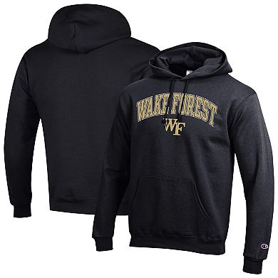 Men's Champion Black Wake Forest Demon Deacons Arched Logo Fleece Pullover Hoodie