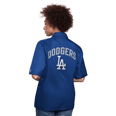 Women's Starter Royal Los Angeles Dodgers High Post Short Sleeve Full-Snap Coaches Jacket