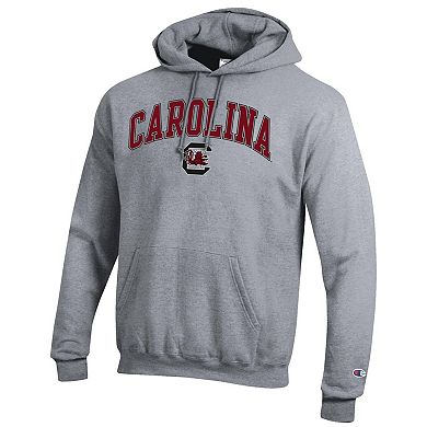 Men's Champion Heather Gray South Carolina Gamecocks Arch Over Logo Pullover Hoodie