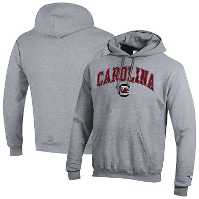 Men's Champion Heather Gray South Carolina Gamecocks Arch Over Logo Pullover Hoodie