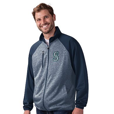 Men's G-III Sports by Carl Banks Navy Seattle Mariners Runners Raglan Full-Zip Track Jacket
