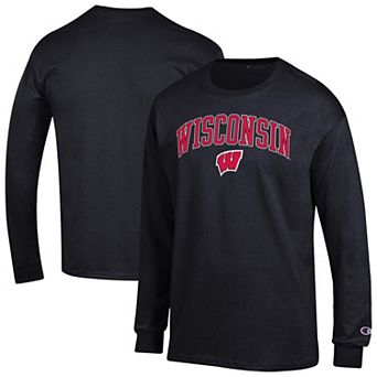 Men's Champion Black Wisconsin Badgers Arch Over Logo Long Sleeve T-Shirt