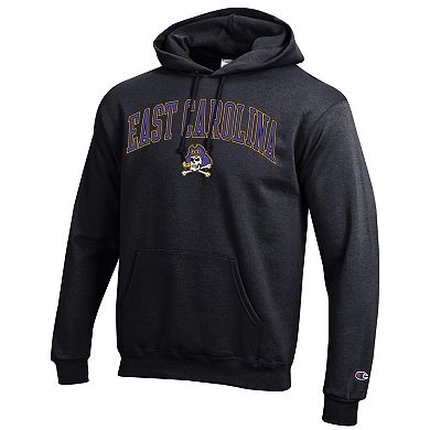Men's Champion Black ECU Pirates Arch Over Logo Pullover Hoodie