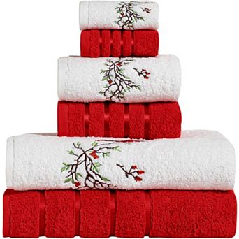 Elegant Comfort 6 pc Turkish Cotton Printed Embroidery Towel Set