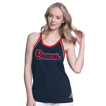 Women's G-III 4Her by Carl Banks Navy Atlanta Braves Curveball Racerback Tank Top