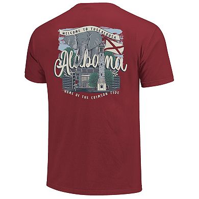 Women's Crimson Alabama Crimson Tide Comfort Colors Campus Scene Drawing Script T-Shirt