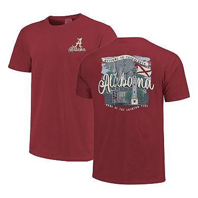 Women's Crimson Alabama Crimson Tide Comfort Colors Campus Scene Drawing Script T-Shirt