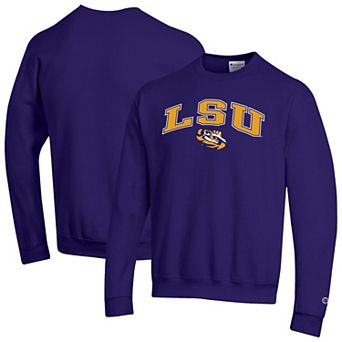 Men's Champion Purple LSU Tigers Arch Over Logo Pullover Sweatshirt