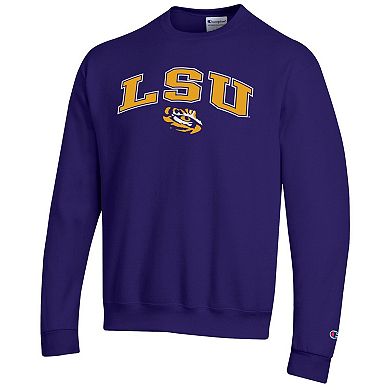 Men's Champion Purple LSU Tigers Arch Over Logo Pullover Sweatshirt