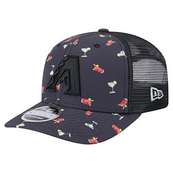 Men's New Era Black Arizona Diamondbacks Adventure Drinks Pattern 9SEVENTY Stretch-Snap Hat