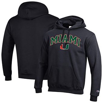 Men's Champion Black Miami Hurricanes Arch Over Logo Pullover Hoodie