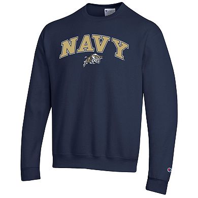Men's Champion Navy Navy Midshipmen Arch Over Logo Pullover Sweatshirt
