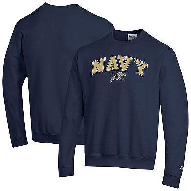 Men's Champion Navy Navy Midshipmen Arch Over Logo Pullover Sweatshirt