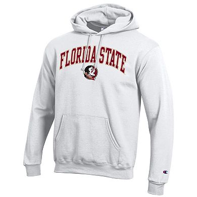 Men's Champion White Florida State Seminoles Arch Over Logo Pullover Hoodie