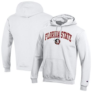 Men's Champion White Florida State Seminoles Arch Over Logo Pullover Hoodie