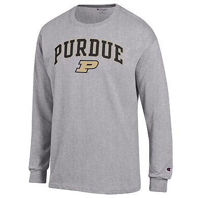 Men's Champion Heather Gray Purdue Boilermakers Arch Over Logo Long Sleeve T-Shirt