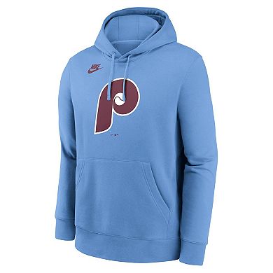 Men's Nike Light Blue Philadelphia Phillies Cooperstown Collection Logo Club Pullover Hoodie